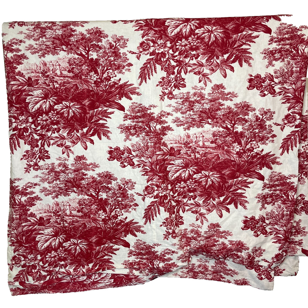 Vtg Pottery Barn Duvet Cover Cotton Linen Blend Sorrel Red Floral with Sham